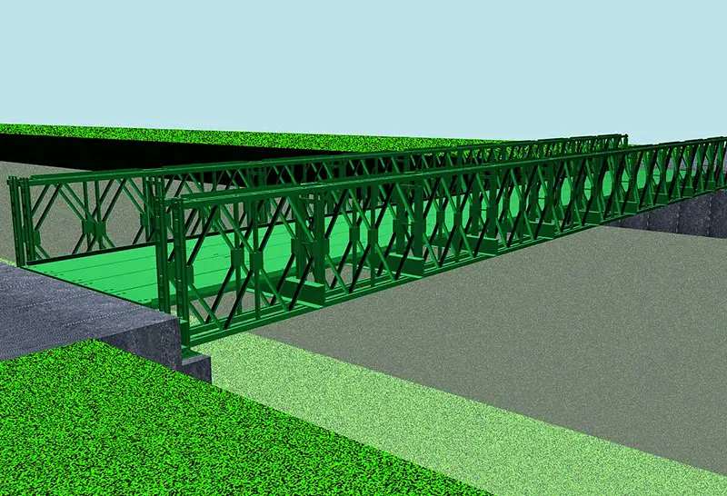 Steel Structures BIM Model Green Color Cantilever Launched