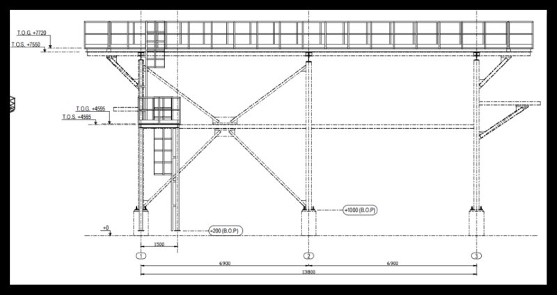 Section-View-Tekla-3D-model-ACC-Lower-Steel-Structure-Frame-02