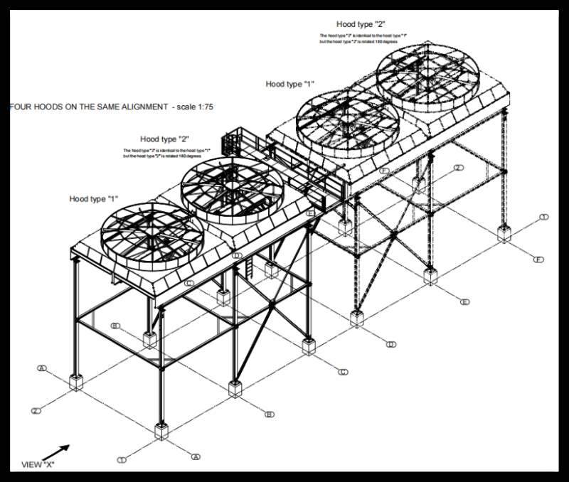 Upper Steel Structures ACC Hood Type Building with Bird Protection Net 02