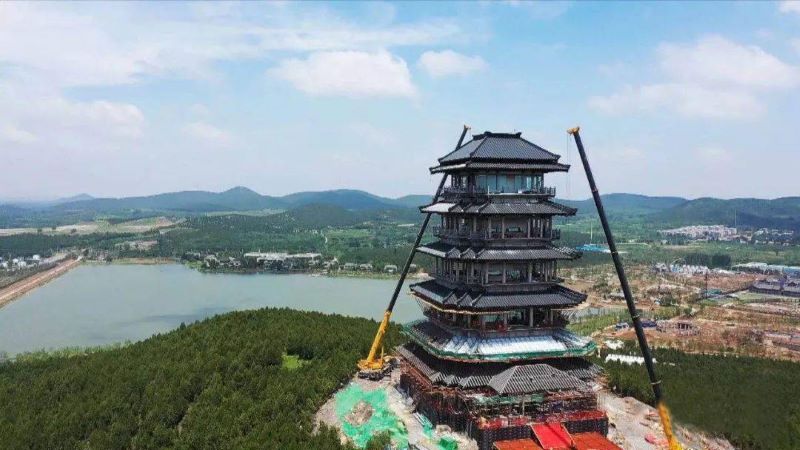 green-building-Lv-Liang-Pavilion-flat-roof-three-tiered-eave-upright-square-columns-02