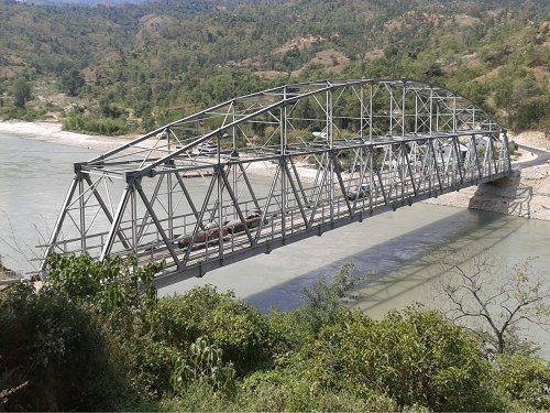 120 metre Steel Truss Bridge Cantilever Over Arun River Nepal