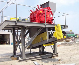 Semi-portable Crushing Station With Horiz Shaft Impact Crusher,Side Discharge Conveyor
