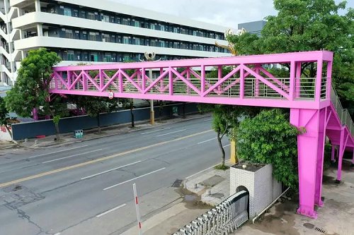 Passenger Steel Pedestrian Foot Bridge with stairways and ramps Steel Structure China